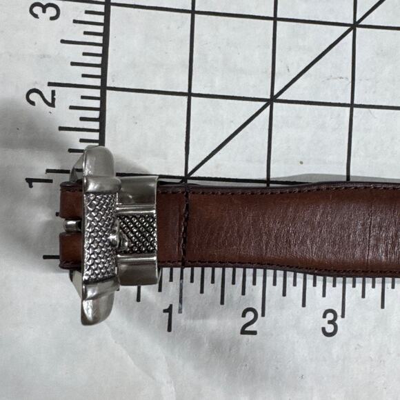 Vintage Brown Leather Silver Golf Club Embellished 1" Wide Belt Men 40" - Picture 5 of 7